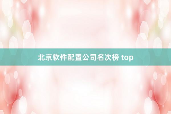 北京软件配置公司名次榜 top